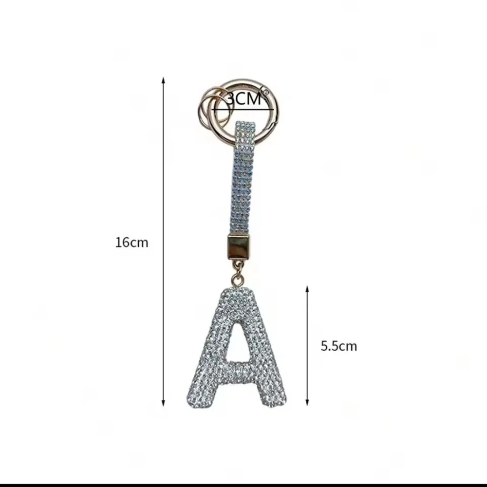 Silver Crystal Initial Keychain - Picture 3 of 3